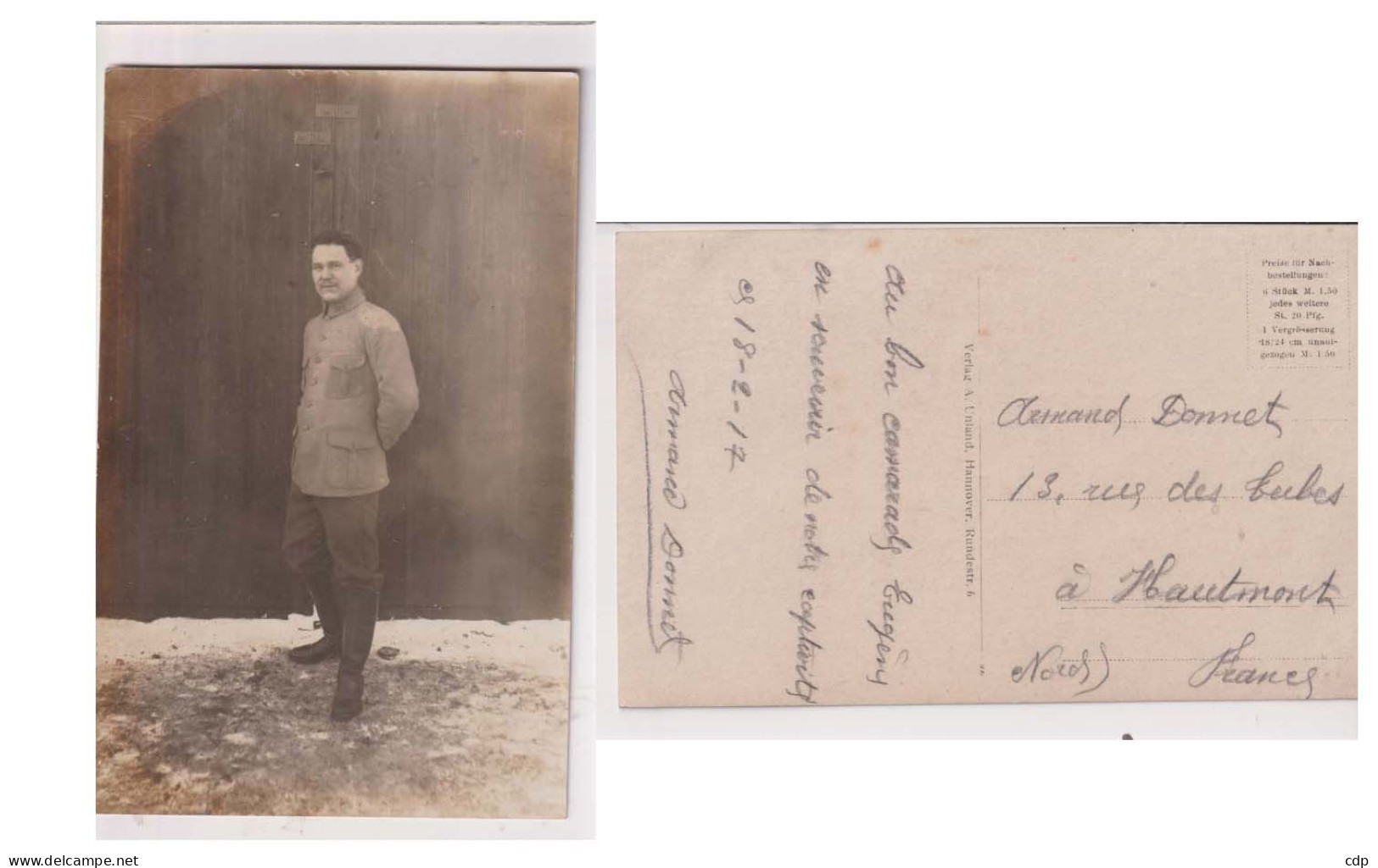 Photo Prisonnier   14/18      HAUTMONT - 1914-18