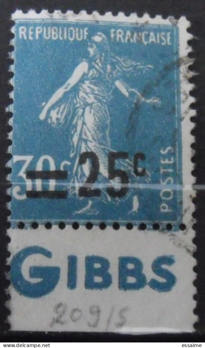 Timbre à Bande Publicitaire. Semeuse N° 217. 25/30 C. Pub Publicité Publicitaires Carnet. Gibbs. - Altri & Non Classificati