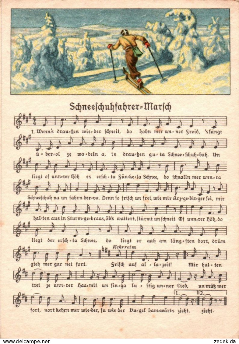 H2196 - Anton Günther Liedkarte - Schneeschuhfahrer Marsch .... Erzgebirgisches Volkslied - Erhard Neubert DDR - Muziek