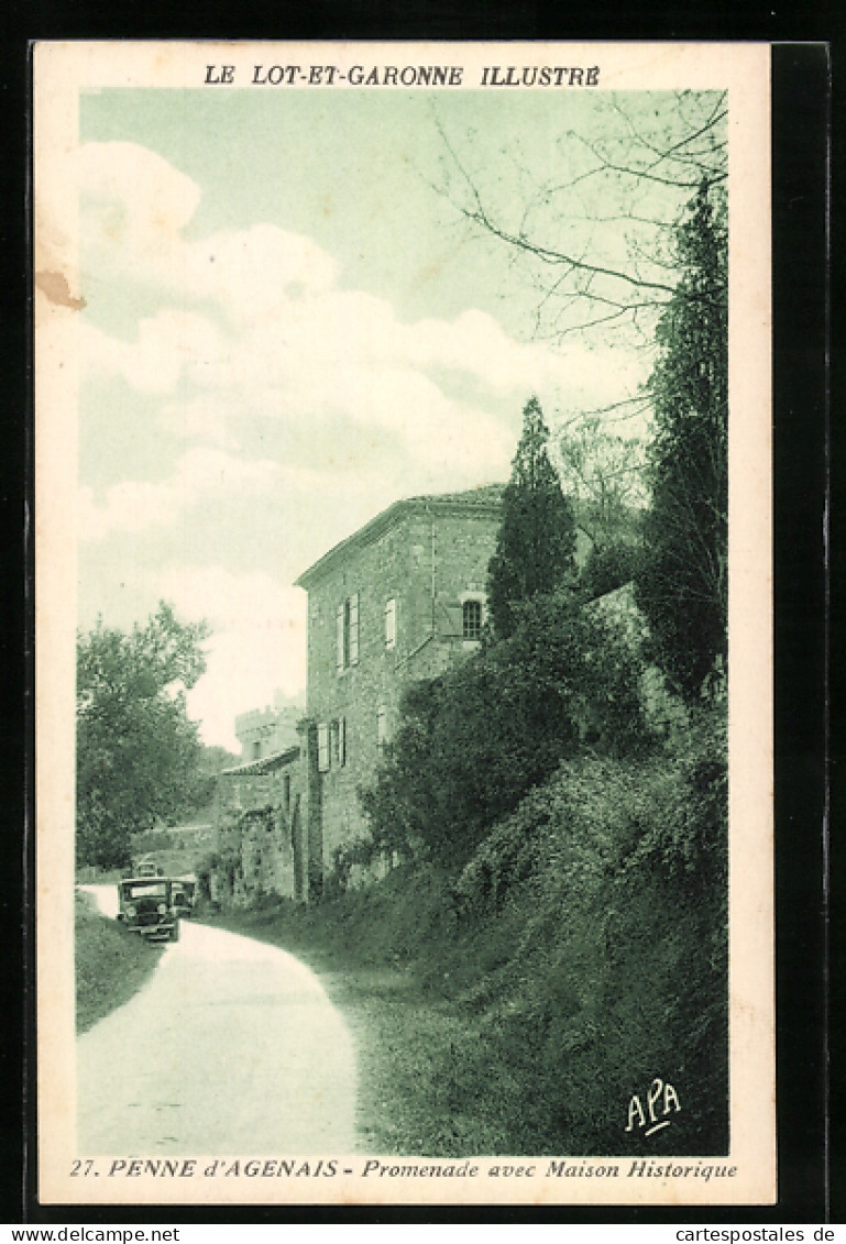 CPA Penne D`Agenais, Promenade Avec Maison Historique  - Agen