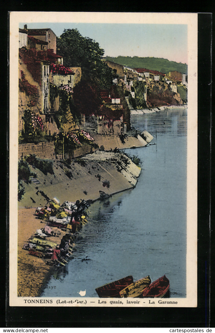 CPA Tonneins, Les Quais, Lavoir, La Garonne  - Tonneins