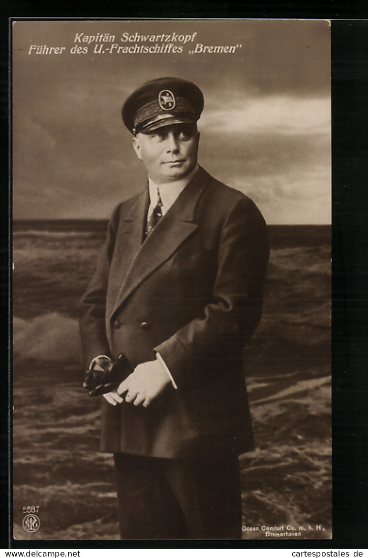 AK Kapitän Schwartzkopf In Uniform, Kommandant Des Fracht-U-Bootes Bremen  - Guerra