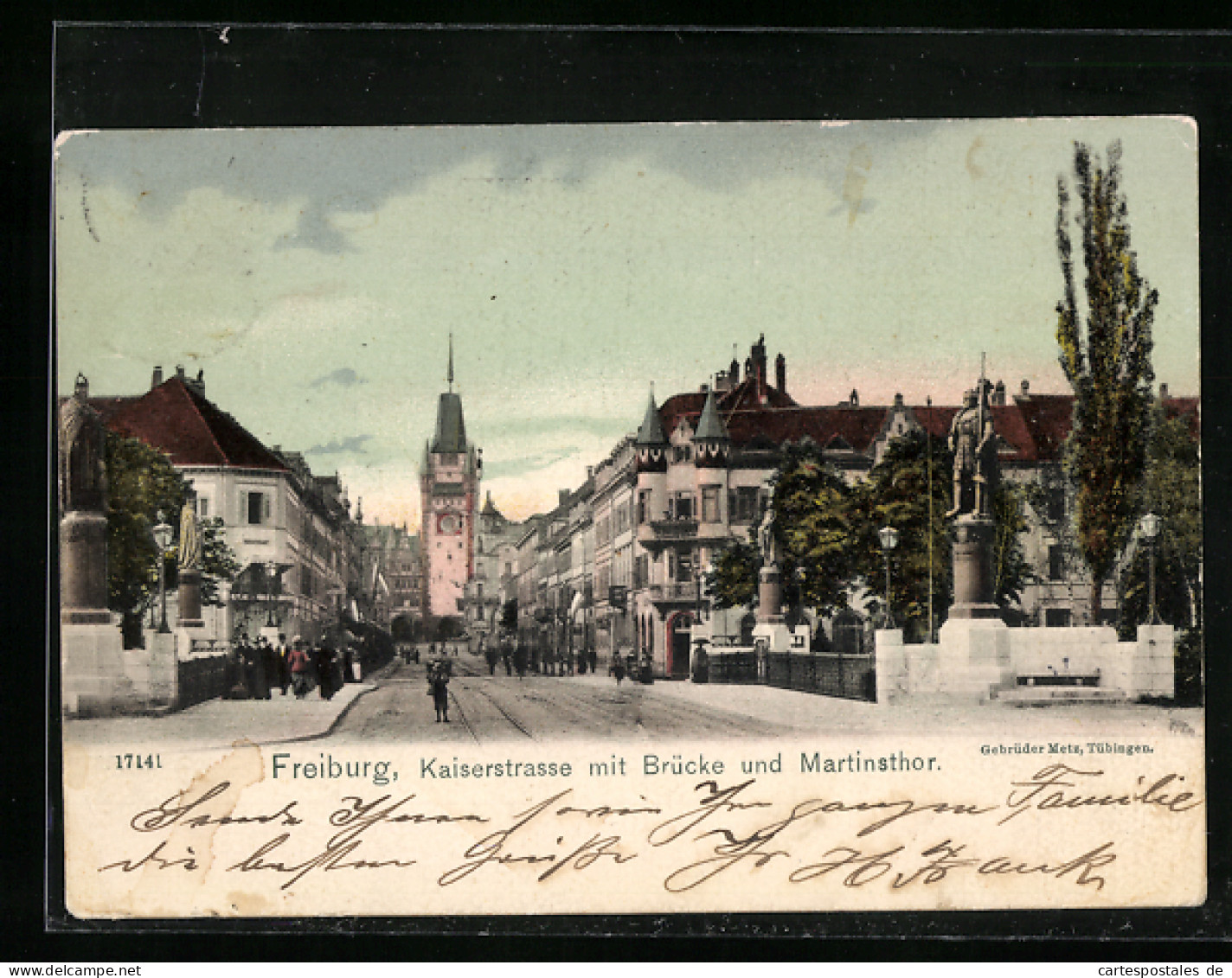 AK Freiburg, Kaiserstrasse Mit Brücke Und Martinstor  - Freiburg I. Br.