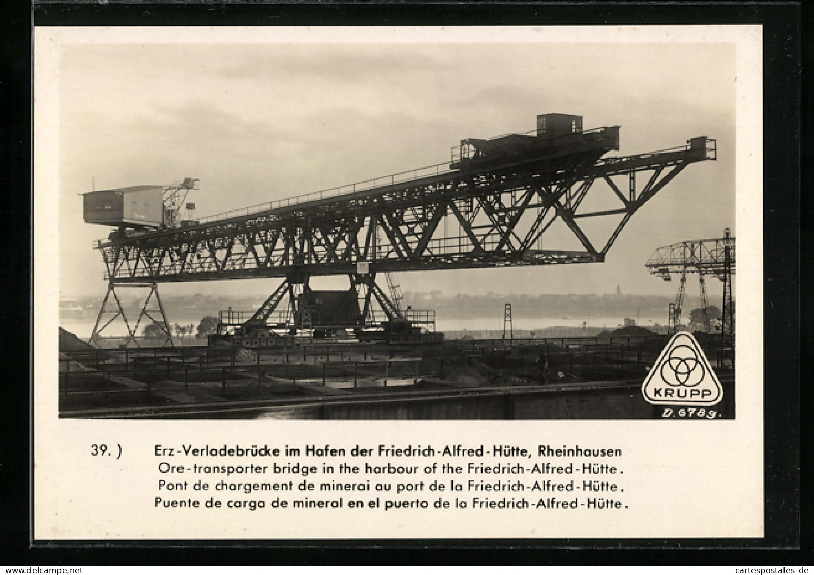 AK Rheinhausen, Erz-Verladebrücke Im Hafen Der Friedrich-Alfred-Hütte  - Autres & Non Classés