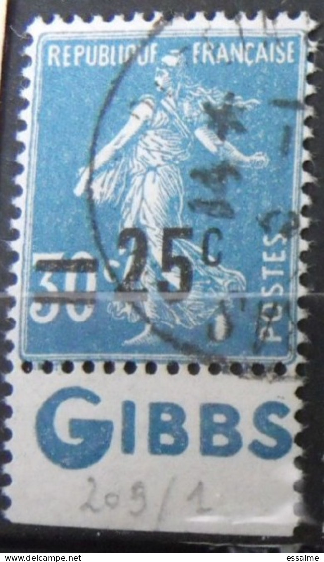 Timbre à Bande Publicitaire. Semeuse N° 217. 25/30 C. Pub Publicité Publicitaires Carnet. Gibbs. - Altri & Non Classificati