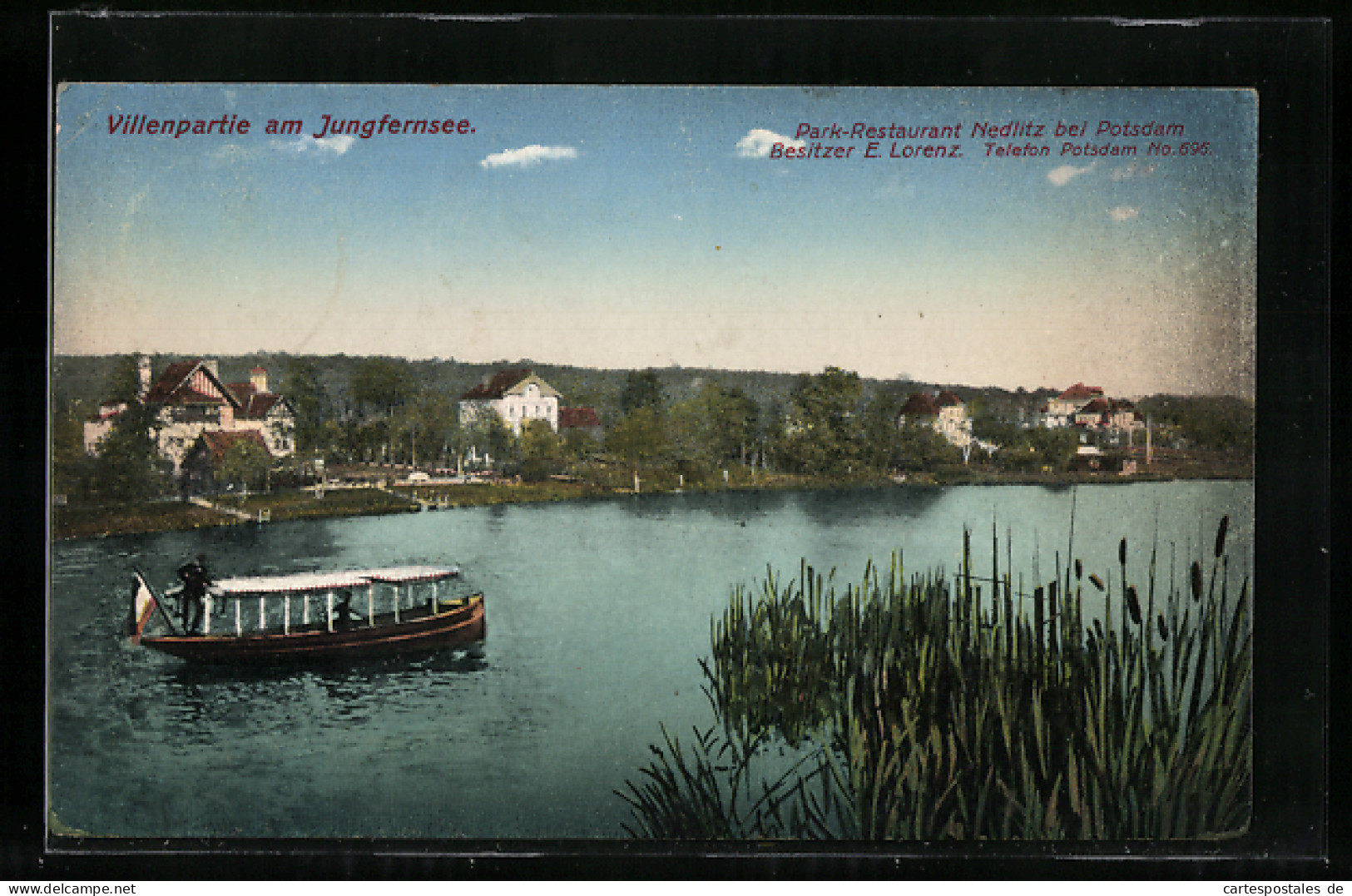 AK Nedlitz, Villenpartie Am Jungfernsee, Boot Auf Dem See  - Other & Unclassified