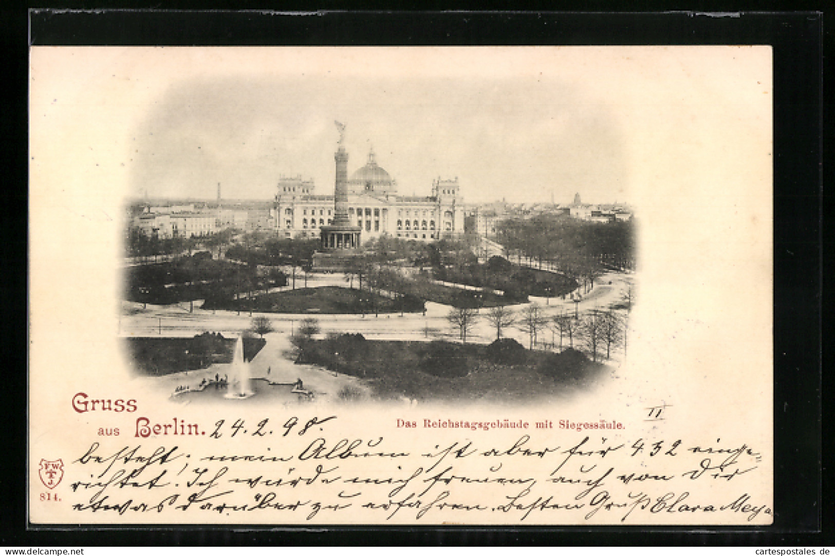 AK Berlin, Reichstagsgebäude Mit Siegessäule  - Dierentuin