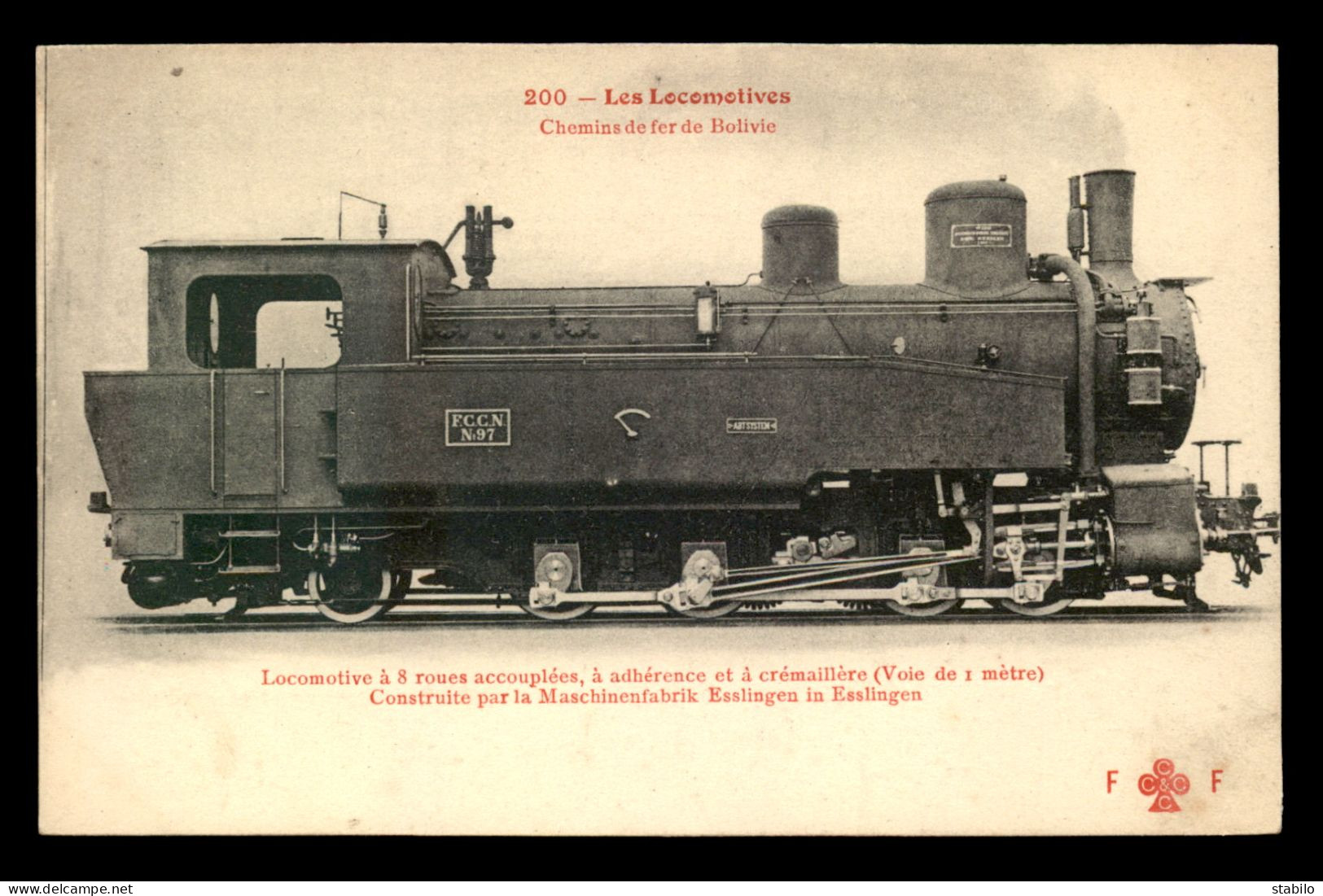 BOLIVIE - CHEMINS DE FER - LOCOMOTIVE  A CREMAILLERE - EDITEUR FLEURY - Bolivia