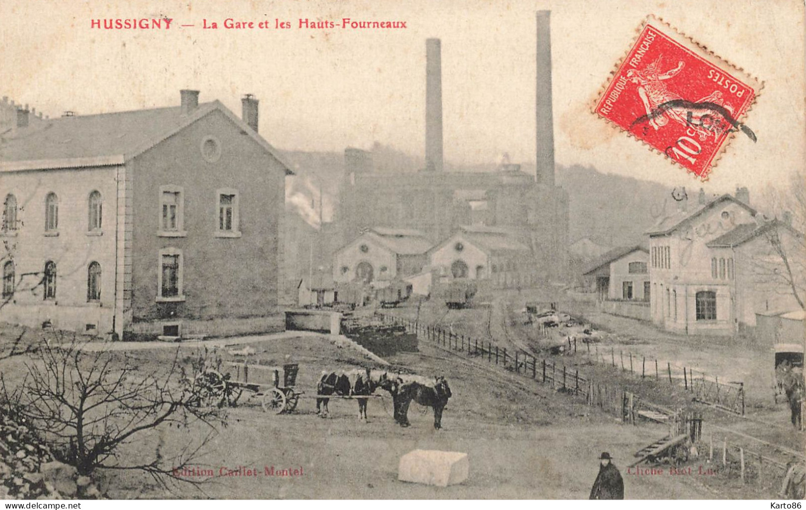 Hussigny * 1909 * La Gare Et Les Hauts Fourenaux * Industrie Usine Mine Ligne Chemin De Fer * Villageois - Sonstige & Ohne Zuordnung