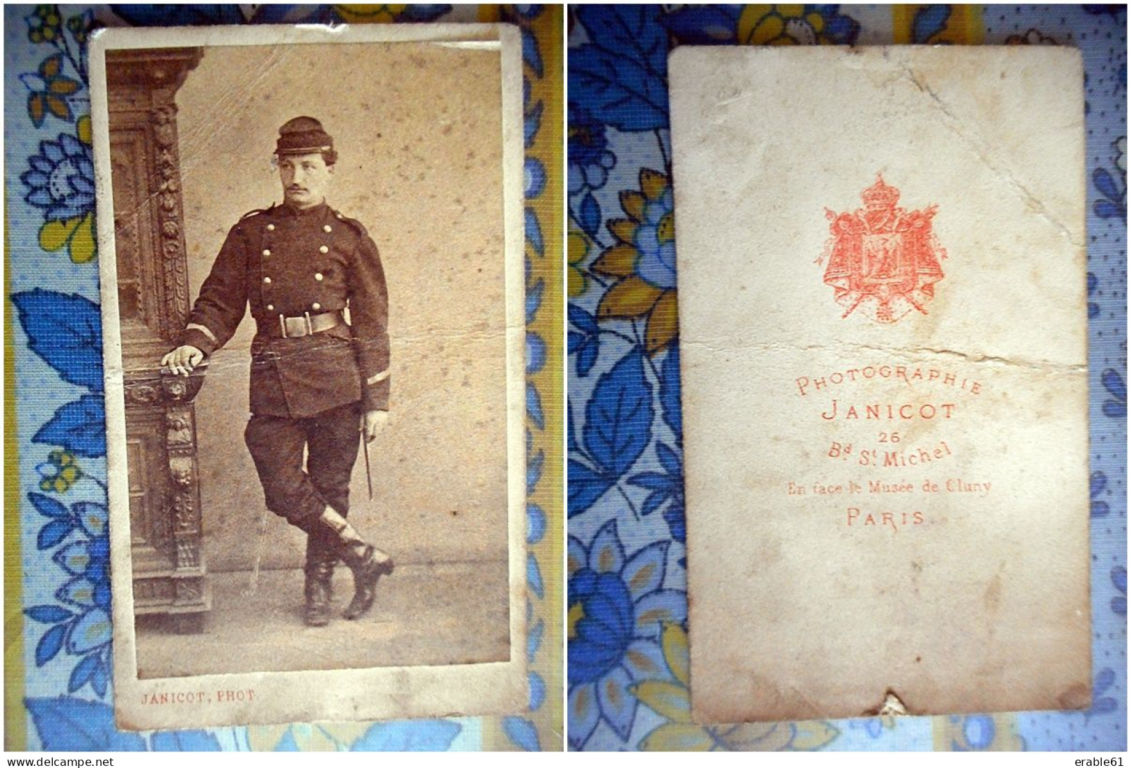 PHOTO CDV SOLDAT MILITAIRE A Identifier  Cabinet JANICOT A PARIS - Guerra, Militares