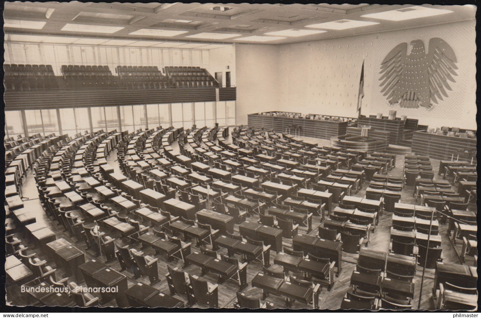 Ansichtskarte Bonn Am Rhein: Bundeshaus, Planarsaal, SSt BONN Adenauer 5.1.1956 - Andere & Zonder Classificatie