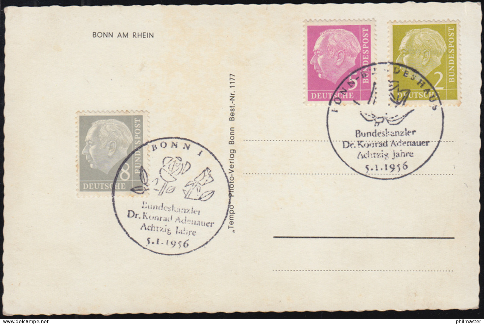 Ansichtskarte Bonn Am Rhein: Bundeshaus, Planarsaal, SSt BONN Adenauer 5.1.1956 - Other & Unclassified