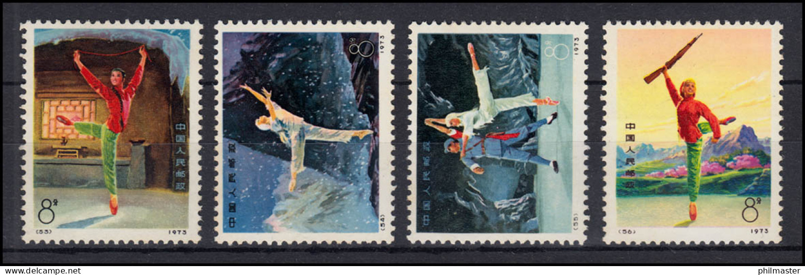 China 1144-1147 Ballett Tanzen Dancing 1973, 4 Werte Komplett, Satz ** / MNH - Andere & Zonder Classificatie