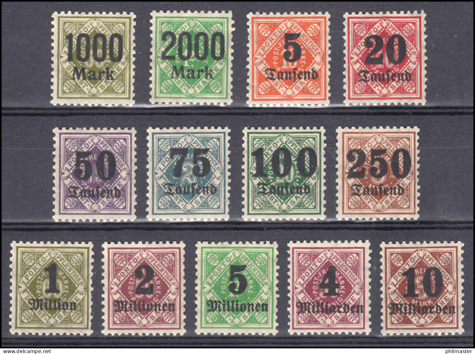 171-183 Dienstmarken Hochinflation Mit Aufdruck, 13 Werte Komplett ** - Nuovi