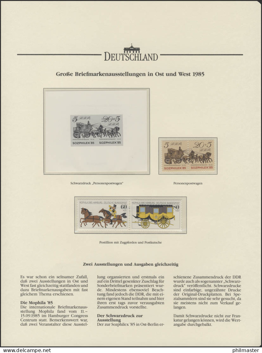 Briefmarkenausstellungen SOZPHILEX & MOPHILA 1985, Schwarzdurck Und 2 ZD ** - Ohne Zuordnung