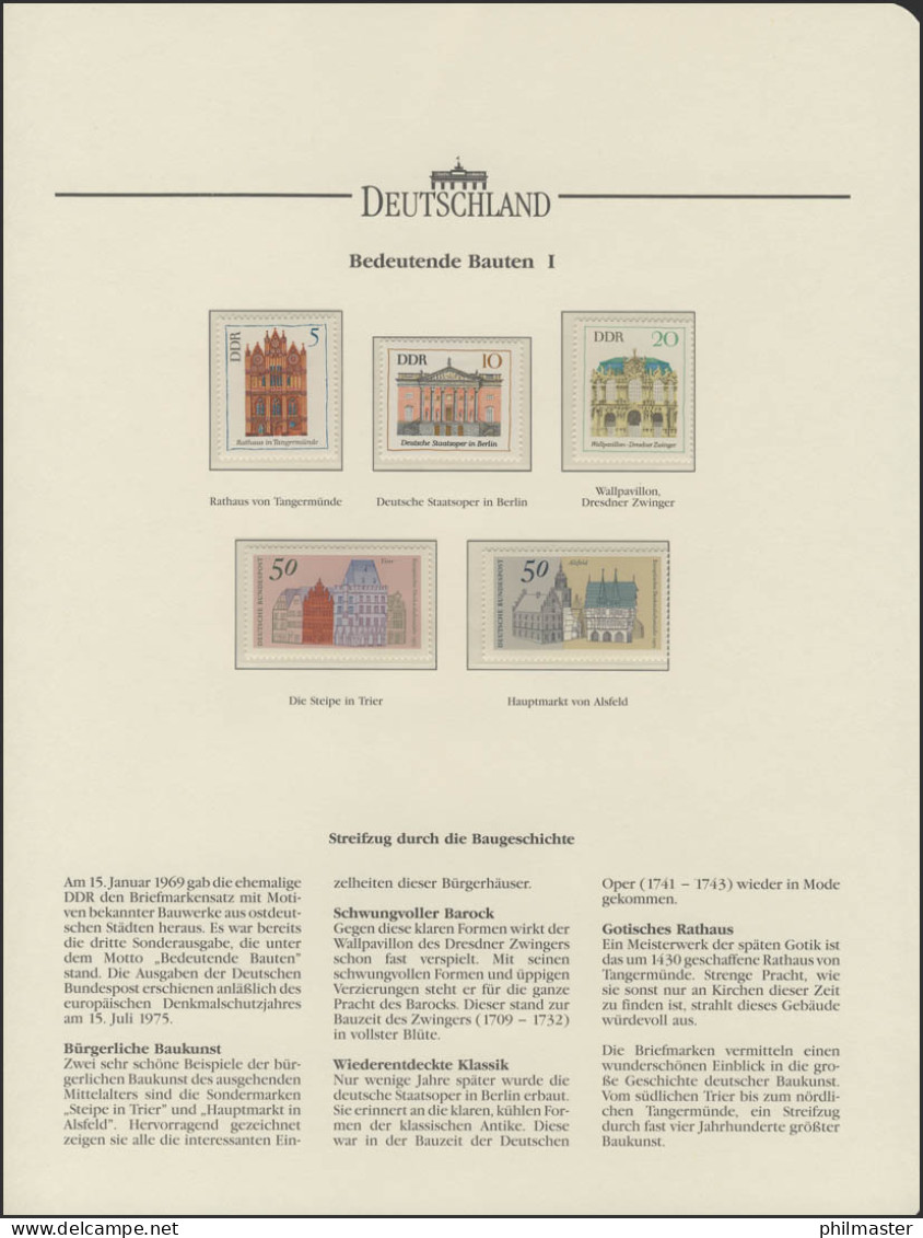 Bauten & Bauwerke & Baukunst: Barock, Klassik, Rathaus, 5 Marken Bund/DDR ** - Ohne Zuordnung