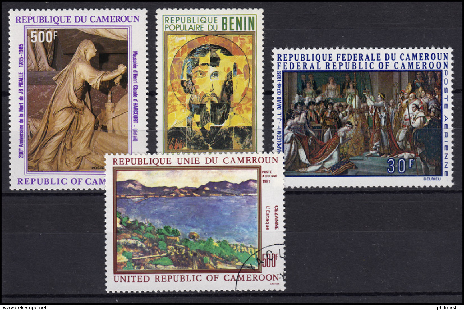 Kamerun / Benin: Gemälde / Paintings Pigalle, David, Cezanne, 4 Marken **/O - Other & Unclassified