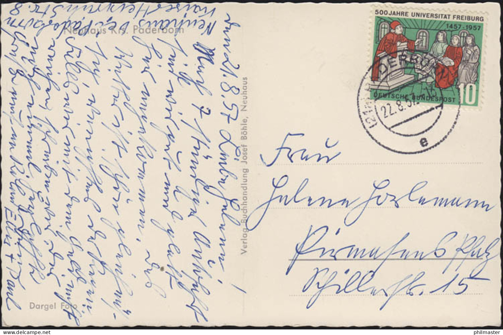 256 Uni Freiburg, EF Auf AK Neuhaus Kreis Paderborn, Paderborn 22.8.57 - Sonstige & Ohne Zuordnung