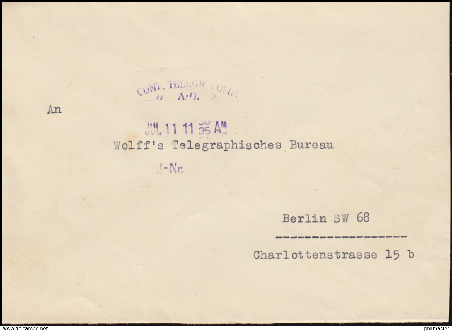 Brief Um 1930: REICHSTAG PRÄSIDENT An Wolff's Telegraphisches Büro In Berlin - Other & Unclassified