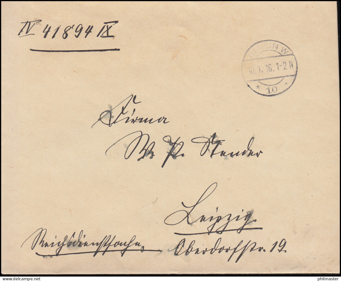 Reichsdienstsache Reichsamt Des Innern Brief BERLIN 10.1.1916 Nach Leipzig - Other & Unclassified