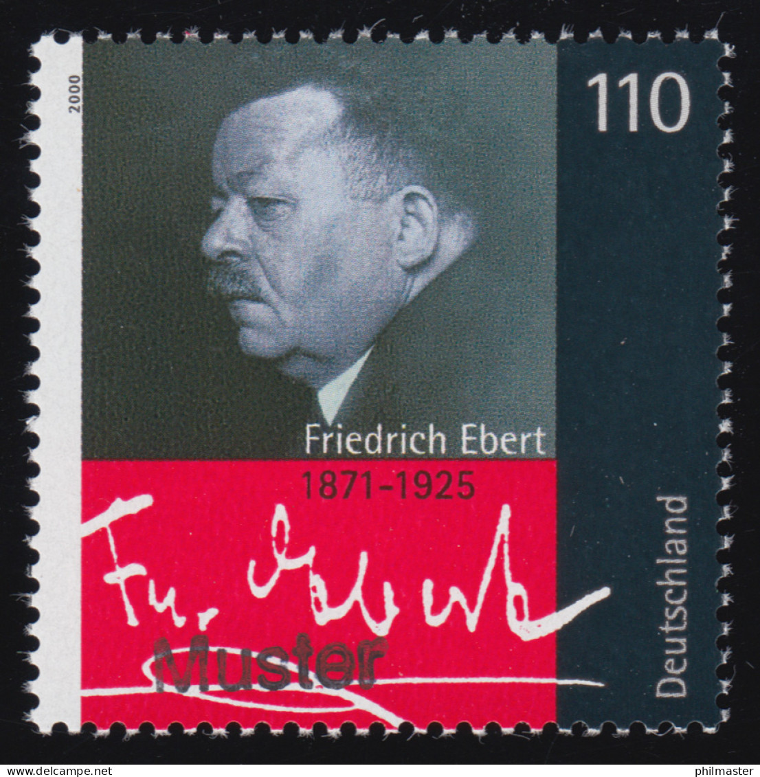 2101 Politiker Friedrich Ebert, Muster-Aufdruck - Errors & Oddities