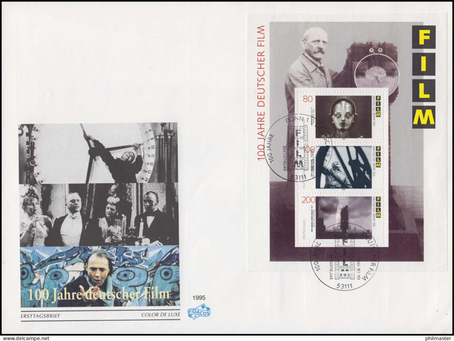 Block 33 Deutscher Film Auf FIDACOS-Schmuck-FDC Filmszenen ESSt Bonn 6.9.1995 - Storia Postale