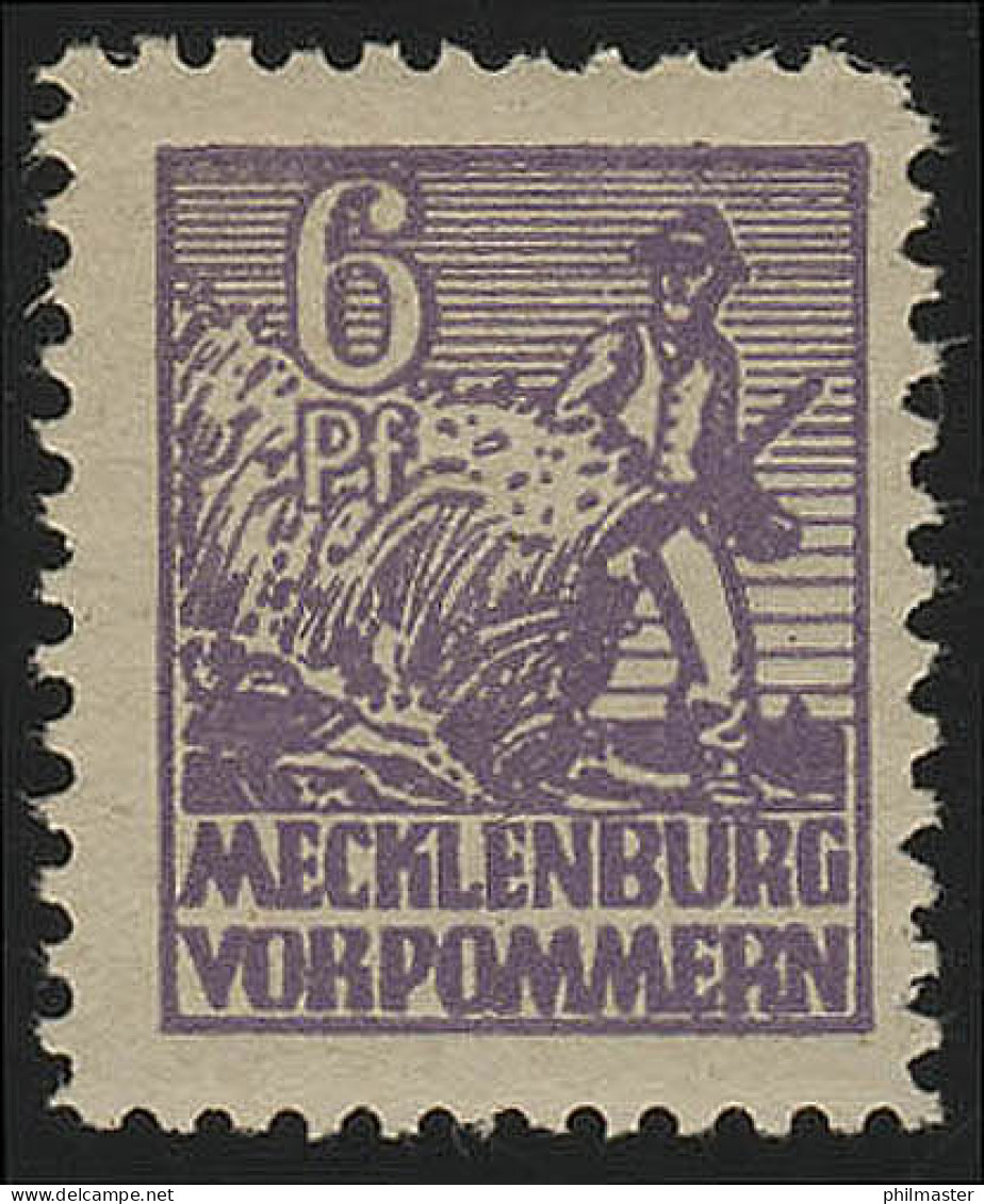 SBZ 33yd Freimarke 6 Pf, Dunkelrotviolett, Gezähnt, ** - Mint