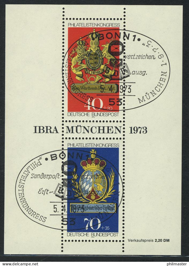 Block 9 IBRA München 1973 Mit ESSt Bonn 5.4.1973 - Usados