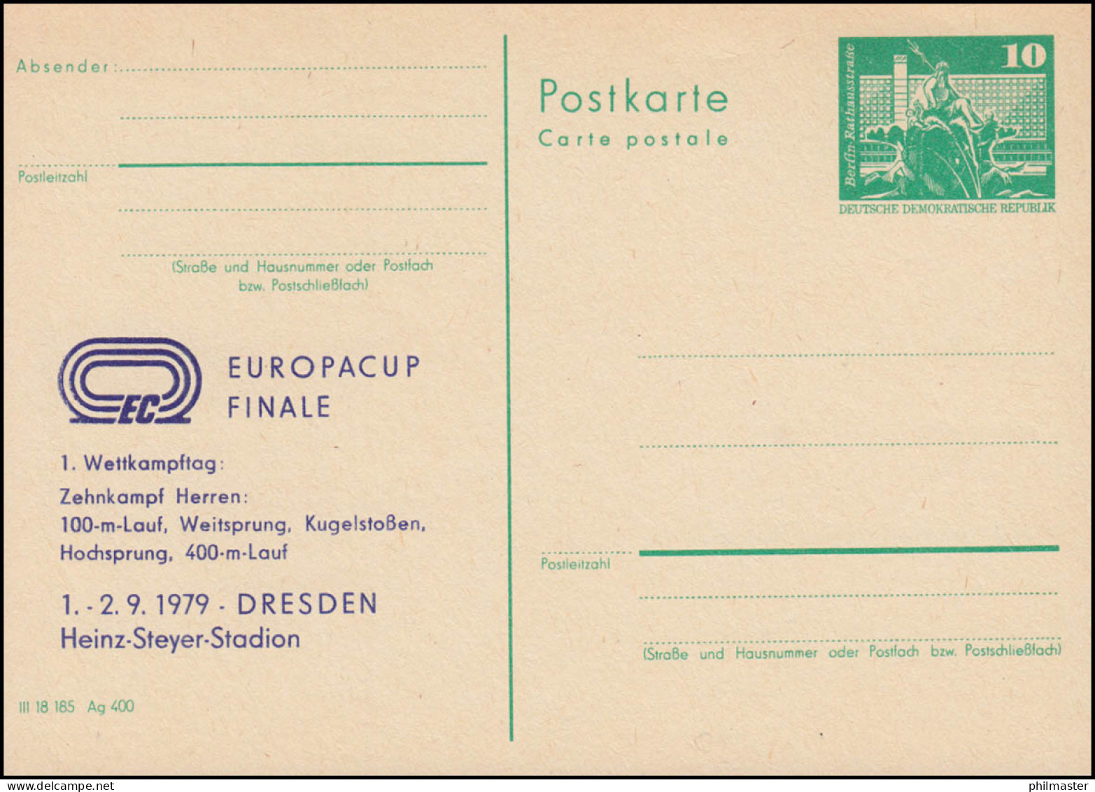 DDR P 79 Europacup Finale Leichtathletik Dresden 1. Tag 1979, ** - Other & Unclassified