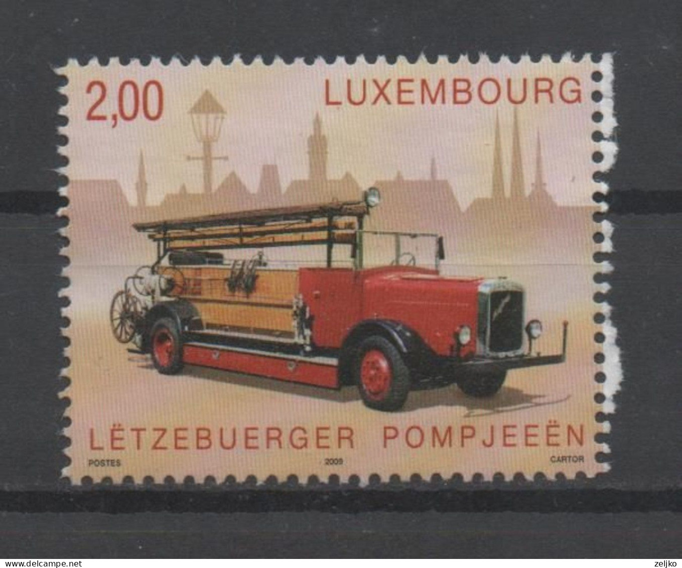 Luxembourg, Used But Not Canceled, 2009, Michel 1820, Fire Truck - Oblitérés