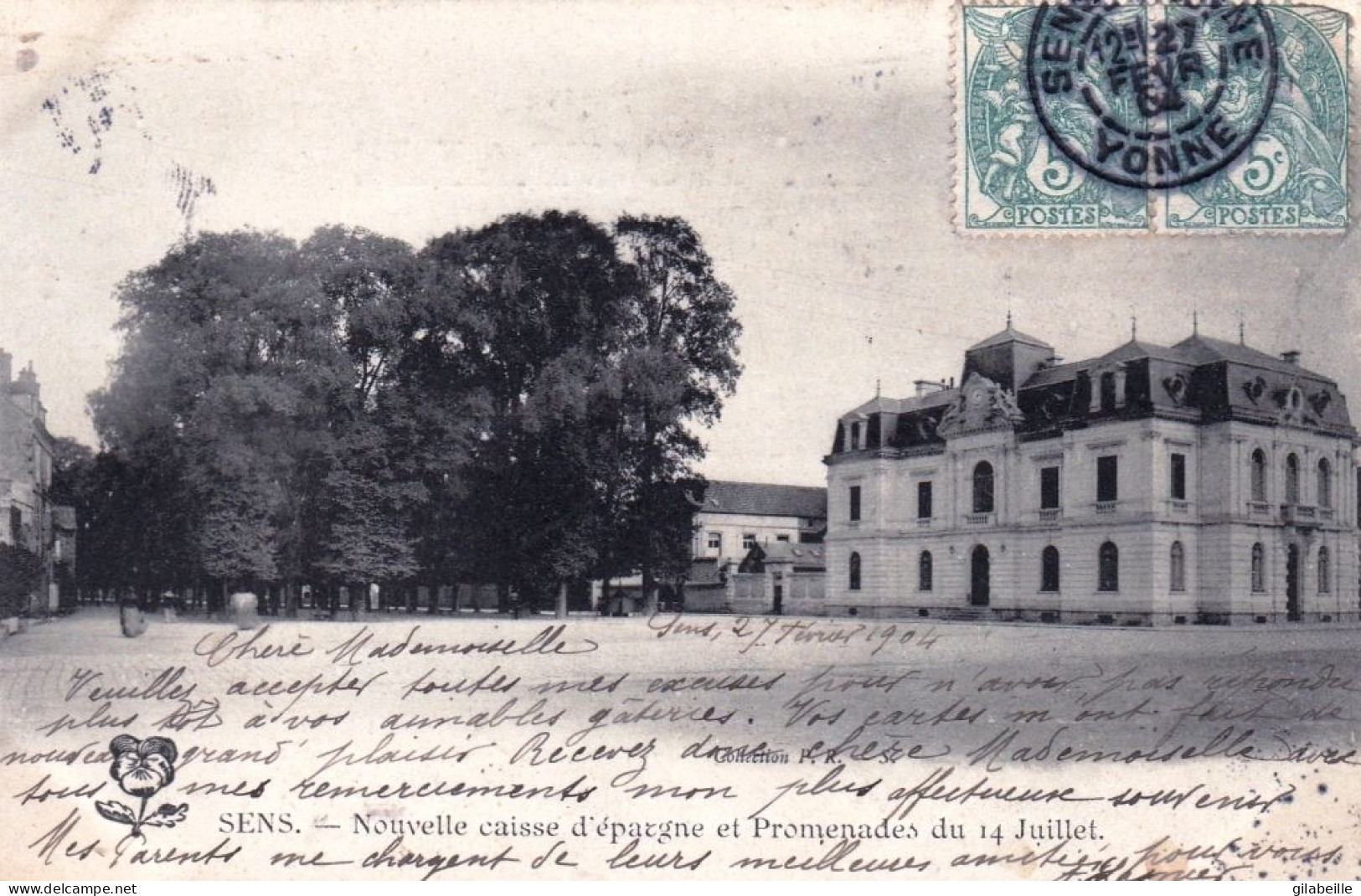 89 - Yonne -  SENS -  La Nouvelle Caisse D Epargne Et Promenade Du 14 Juillet - Sens