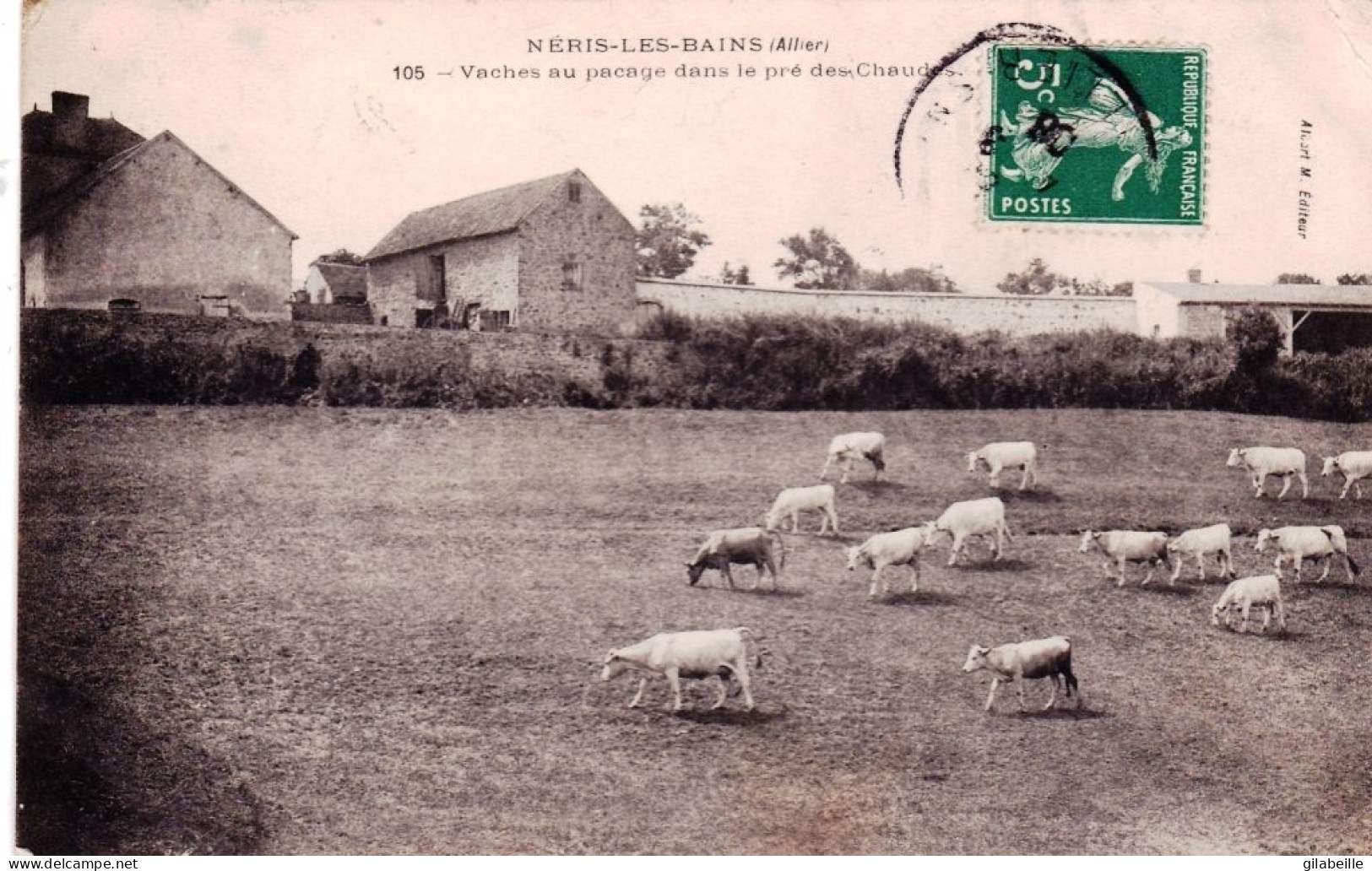 03 - Allier -  NERIS Les BAINS - Vaches Au Pacage Dans Le Pré Des Chaudes - Neris Les Bains