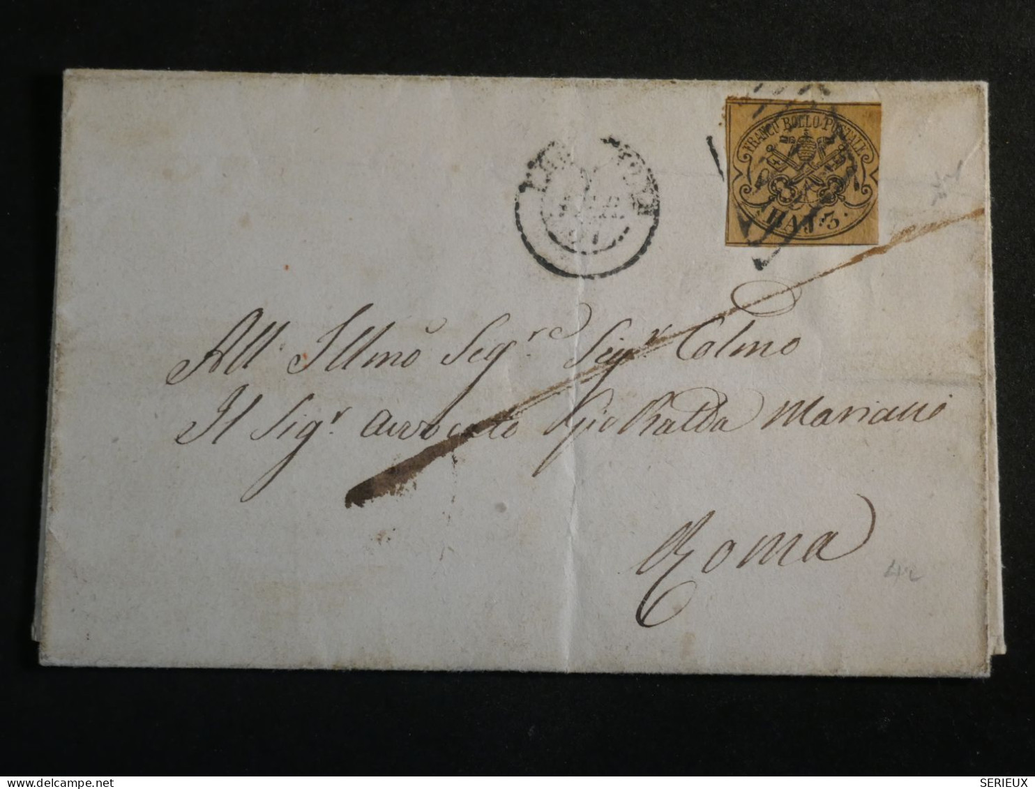 DO12  ETAT PONTIFICAL   LETTRE  1861 ROMA  +BAJ 3  + AFF. INTERESSANT+++ - Kerkelijke Staten