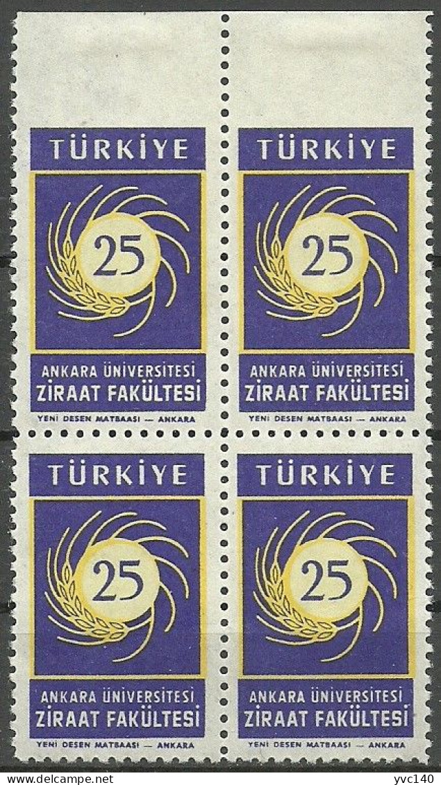 Turkey; 1959 25th Anniv. Of The Agriculture Faculty Of Ankara University ERROR "Imper. Edge" - Neufs