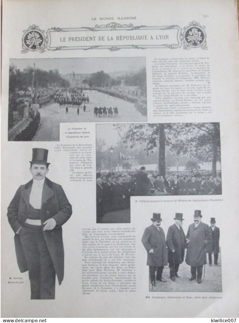 1907 Le Président De La Republique à LYON Exposition Ecole De Service De Santé CHAMBRE DE COMMERCE Hopital De La Charité - Ohne Zuordnung