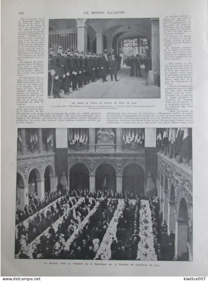 1907 Le Président De La Republique à LYON Exposition Ecole De Service De Santé CHAMBRE DE COMMERCE Hopital De La Charité - Ohne Zuordnung