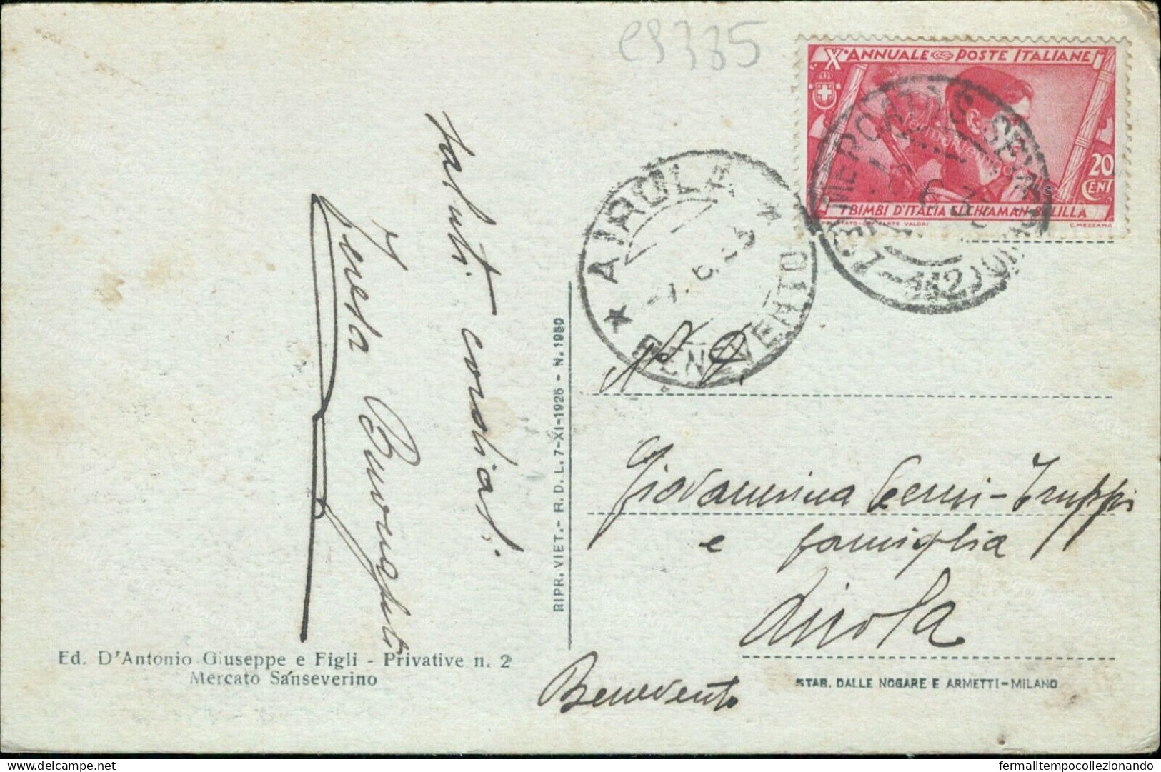 Cs385 Cartolina Mercato S.severino Antico Castello Salerno 1932 - Salerno