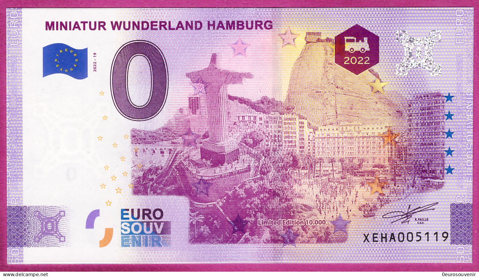 0-Euro XEHA 2022-19 MINIATUR WUNDERLAND HAMBURG - RIO DO JANEIRO - Essais Privés / Non-officiels