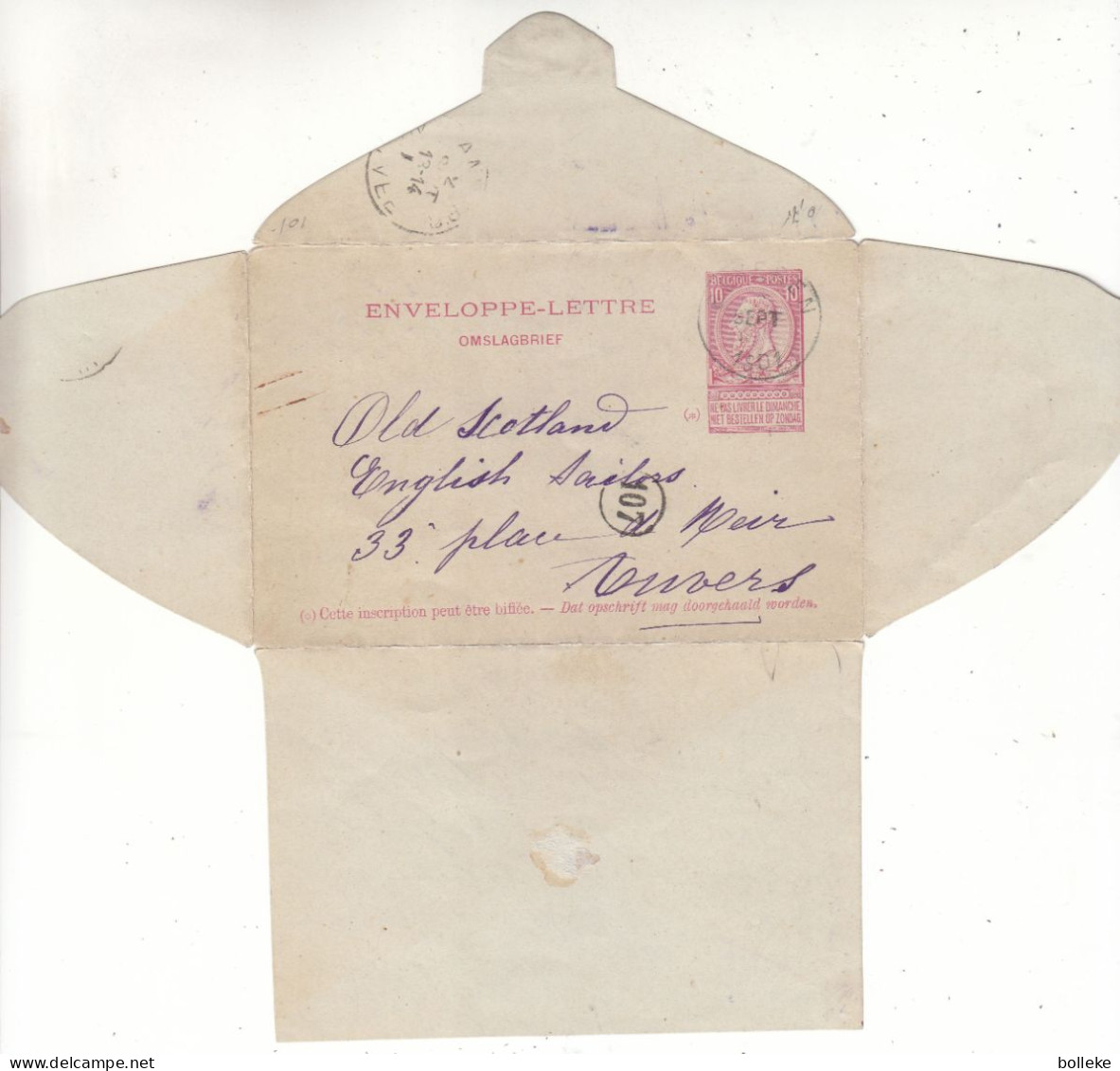 Belgique - Lettre De 1901 - Entier Postal - Oblit Beveren - Exp Vers Anvers - Fine Barbe - - Cartas-Letras