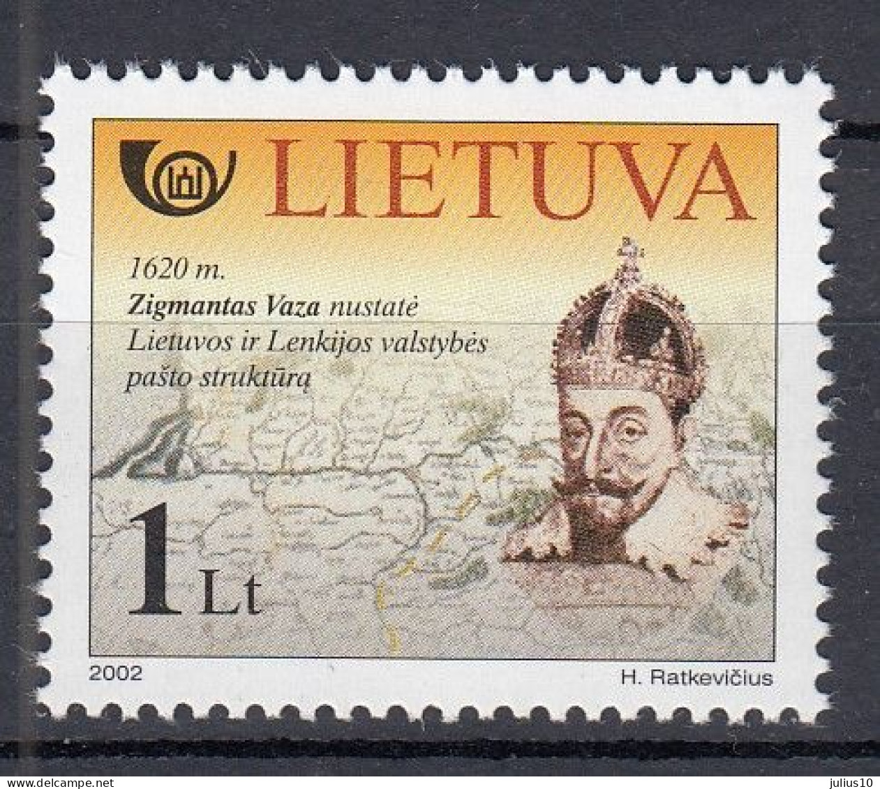 LITHUANIA 2002 Post History Map MNH(**) Mi 803 #Lt1024 - Lituanie