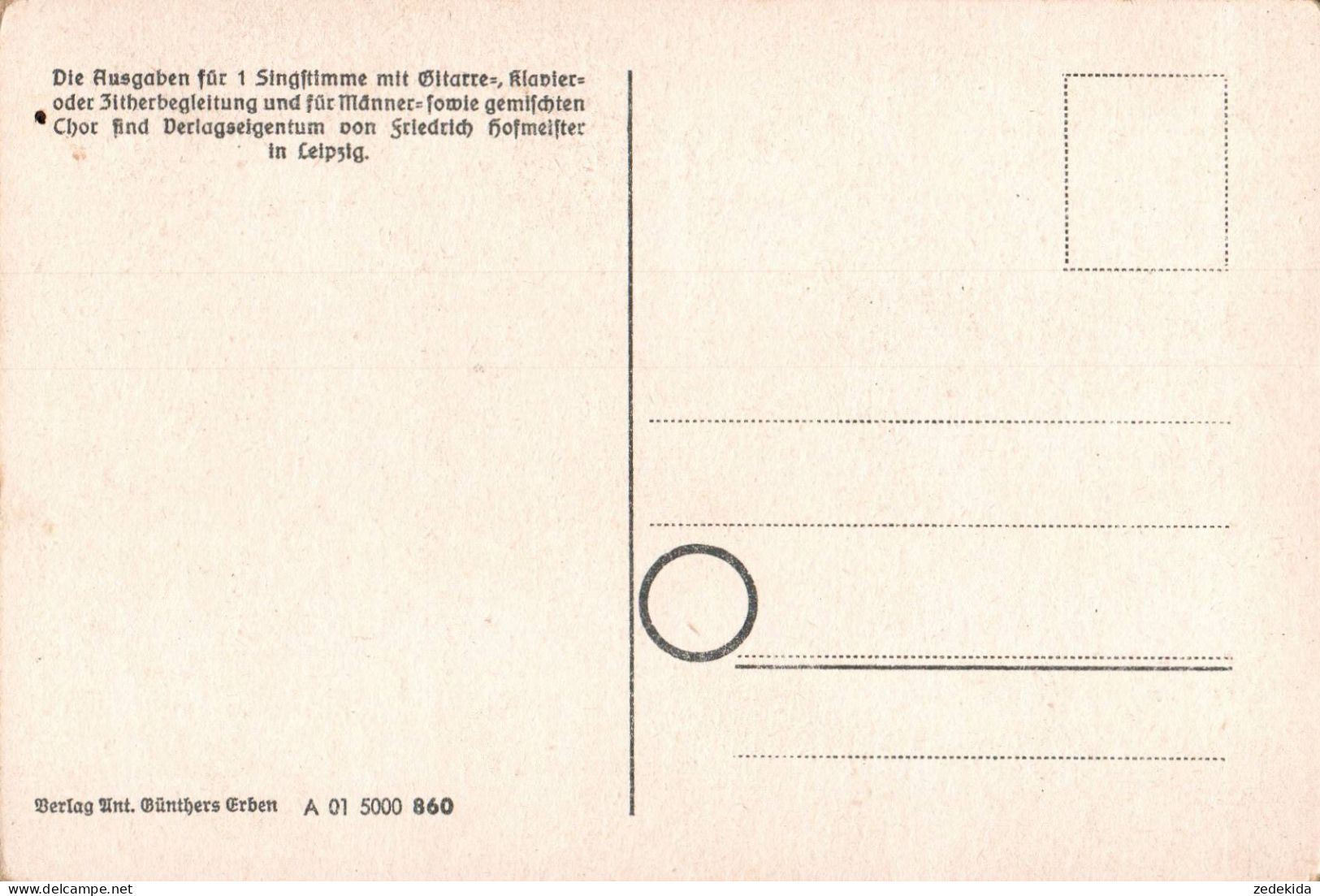 H2209 - Anton Günther Liedkarte - Wenns Draußn Regna Tut .... Erzgebirgisches Volkslied - Musik