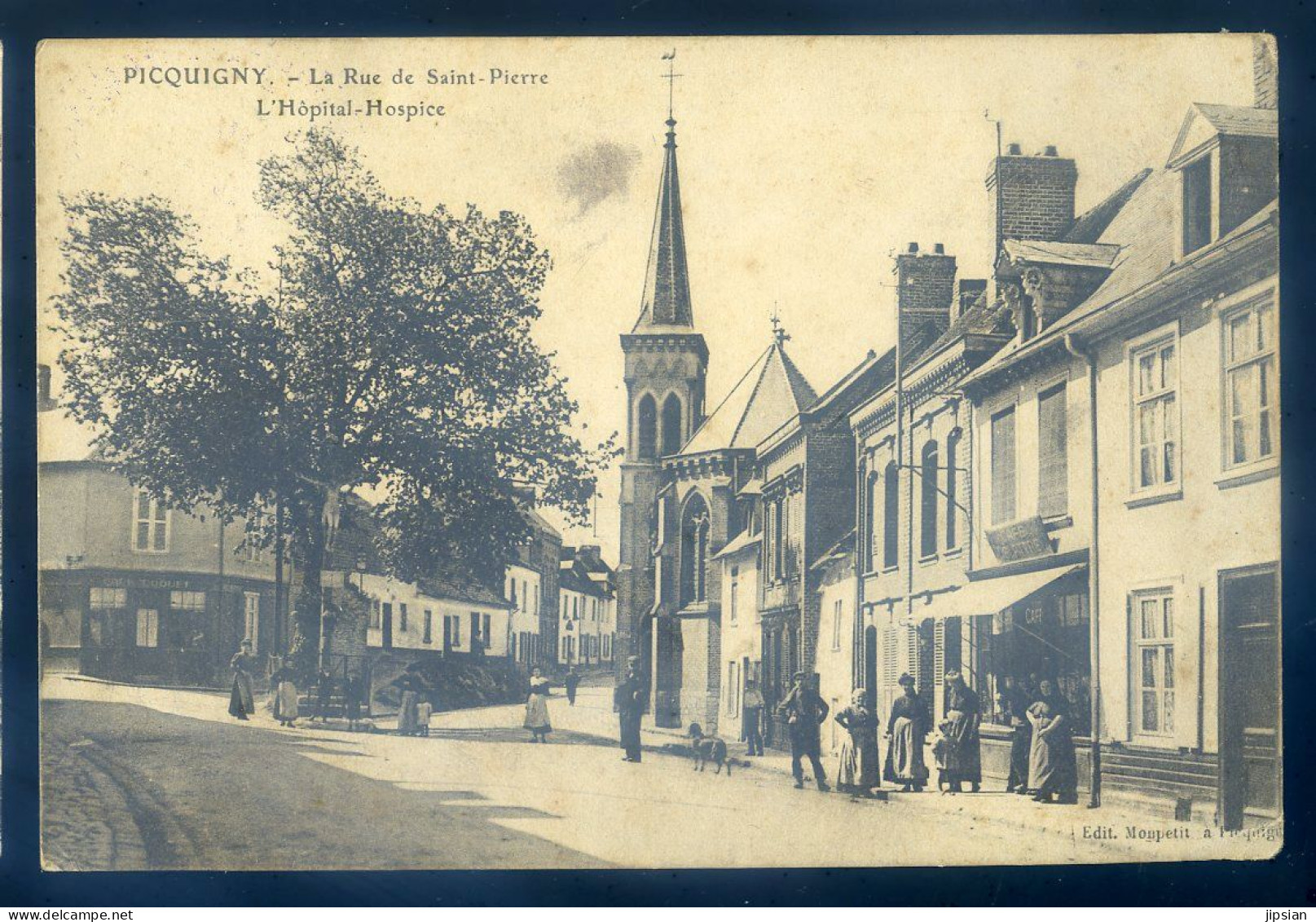 Cpa Du 80 Picquigny -- La Rue De Saint Pierre -- L' Hospital Hospice --- Cachet Au Dos 2ème Armée    STEP156 - Picquigny