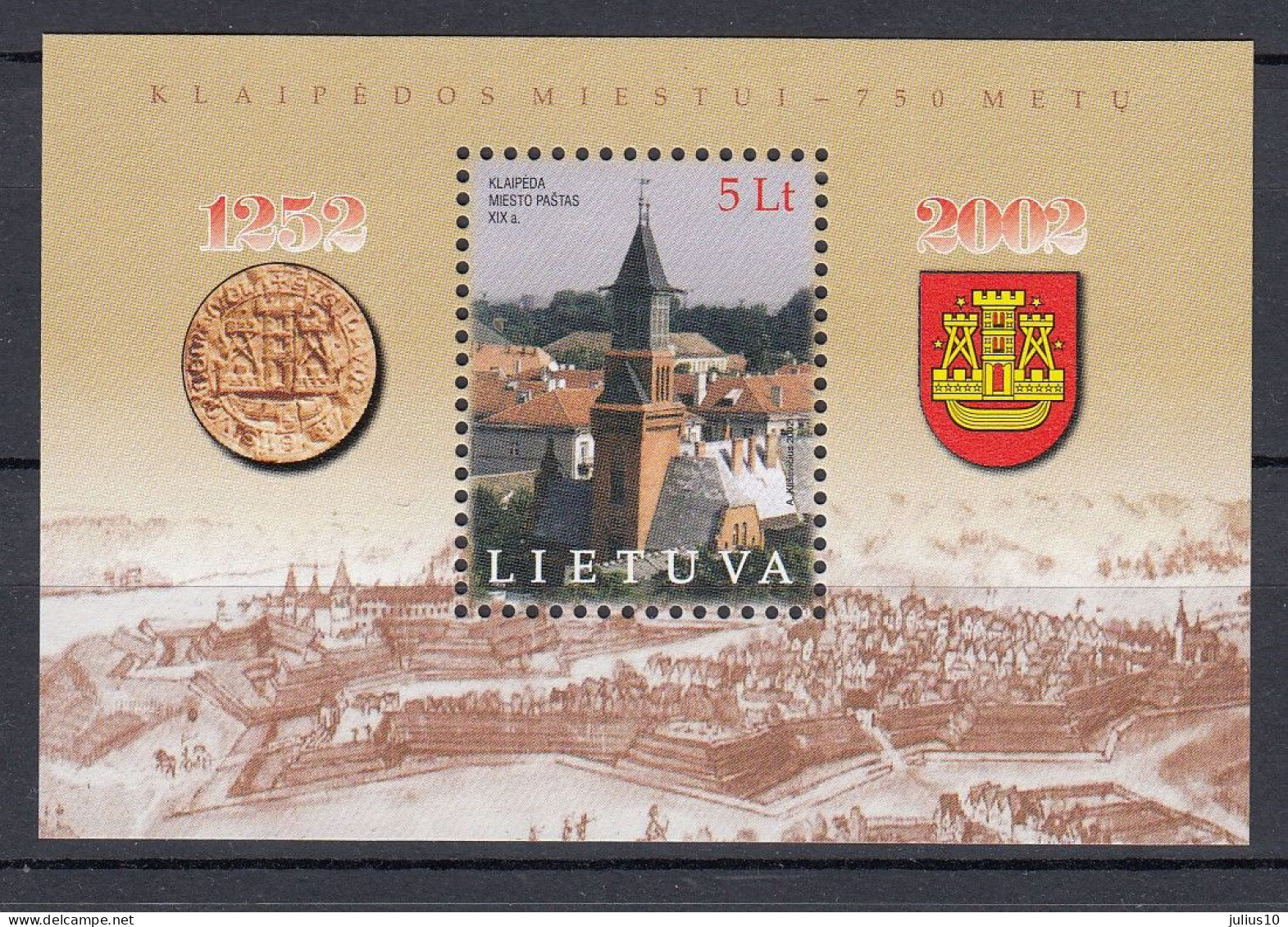 LITHUANIA 2002 Klaipeda Castle Coat Of Arms MNH(**) Mi Bl 26 #Lt1026 - Lithuania