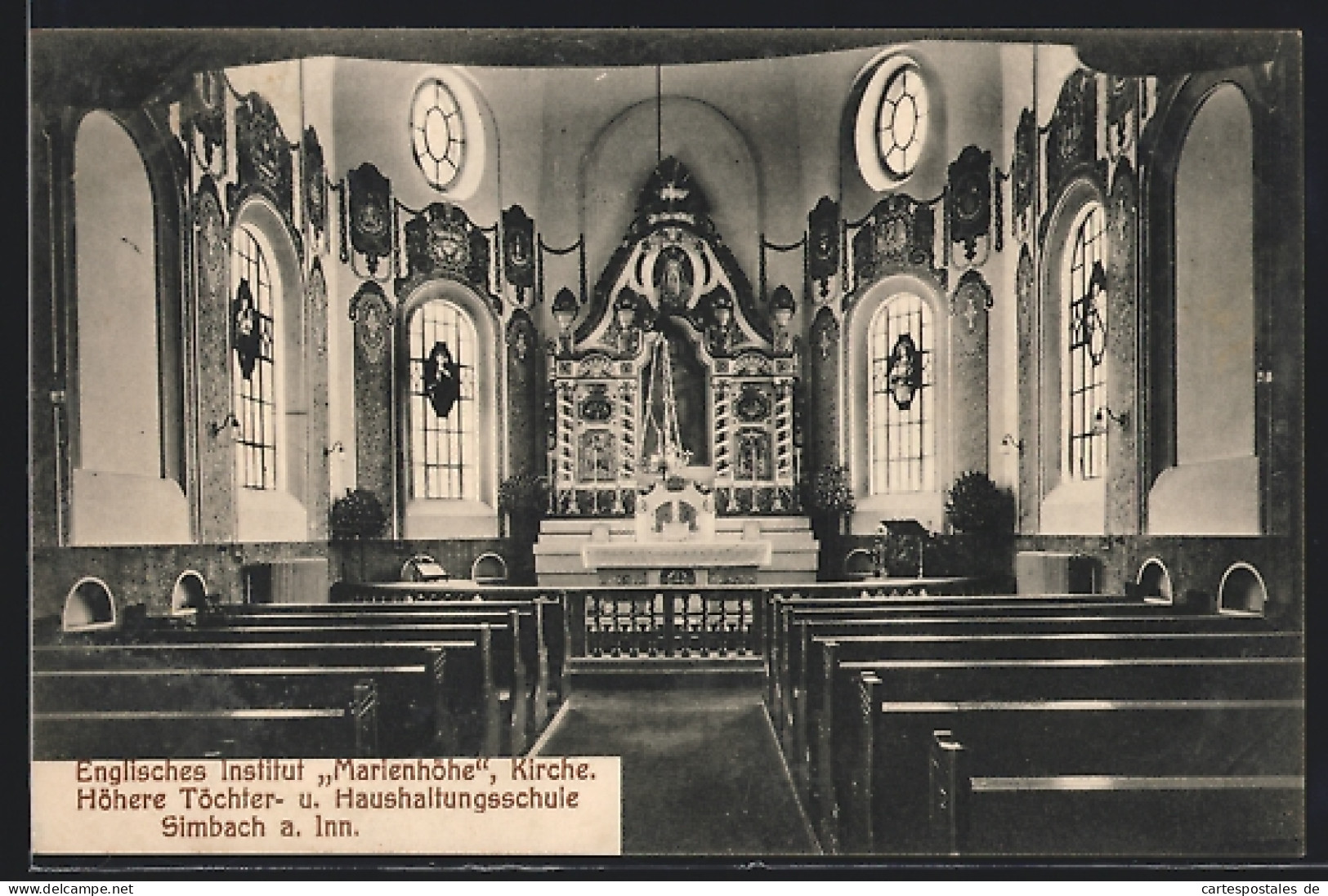 AK Simbach, Engl. Insitut Marienhöhe, Inneres Der Kirche  - Simbach