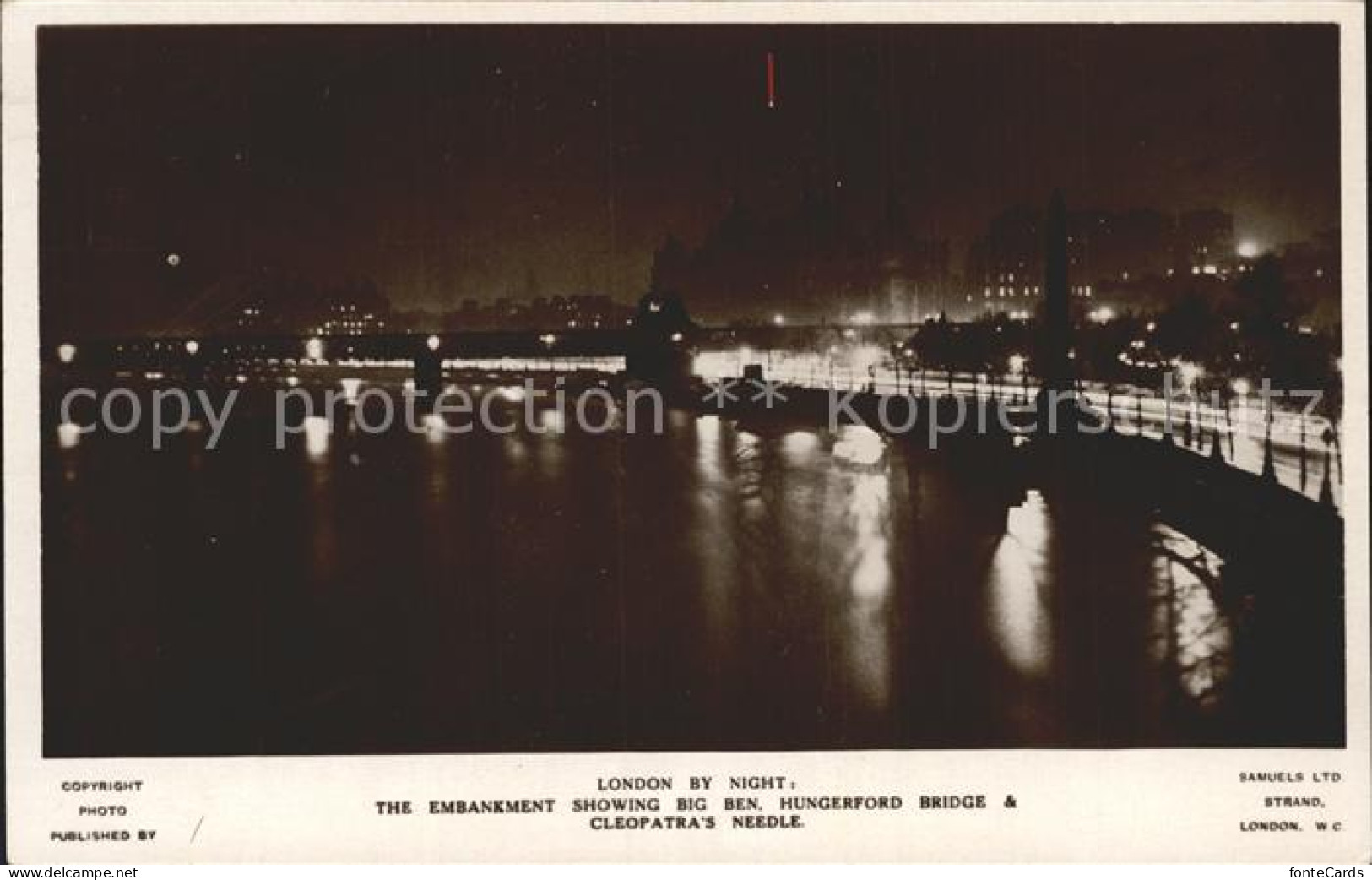 72155370 London By Night The Embankment Showing Big Ben Hungerford Bridge And Cl - Andere & Zonder Classificatie