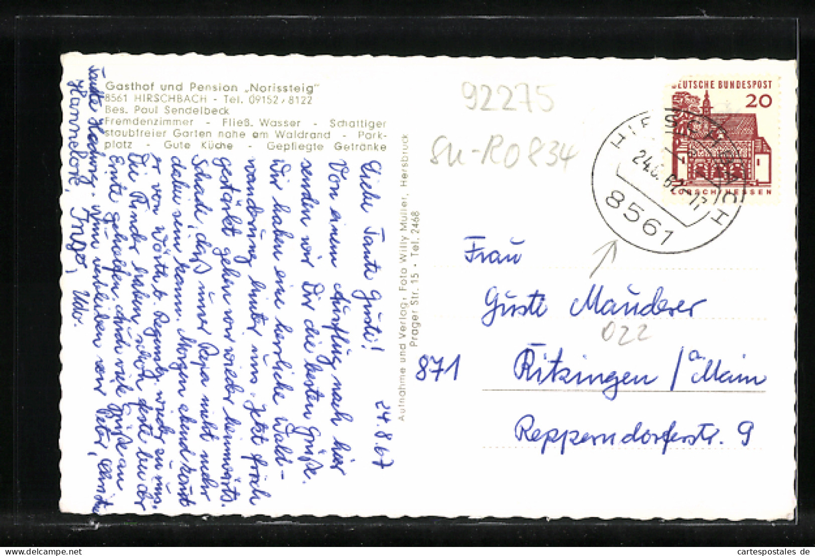 AK Hirschbach, Ortsansicht Aus Der Vogelschau, Gasthof Norissteig  - Other & Unclassified