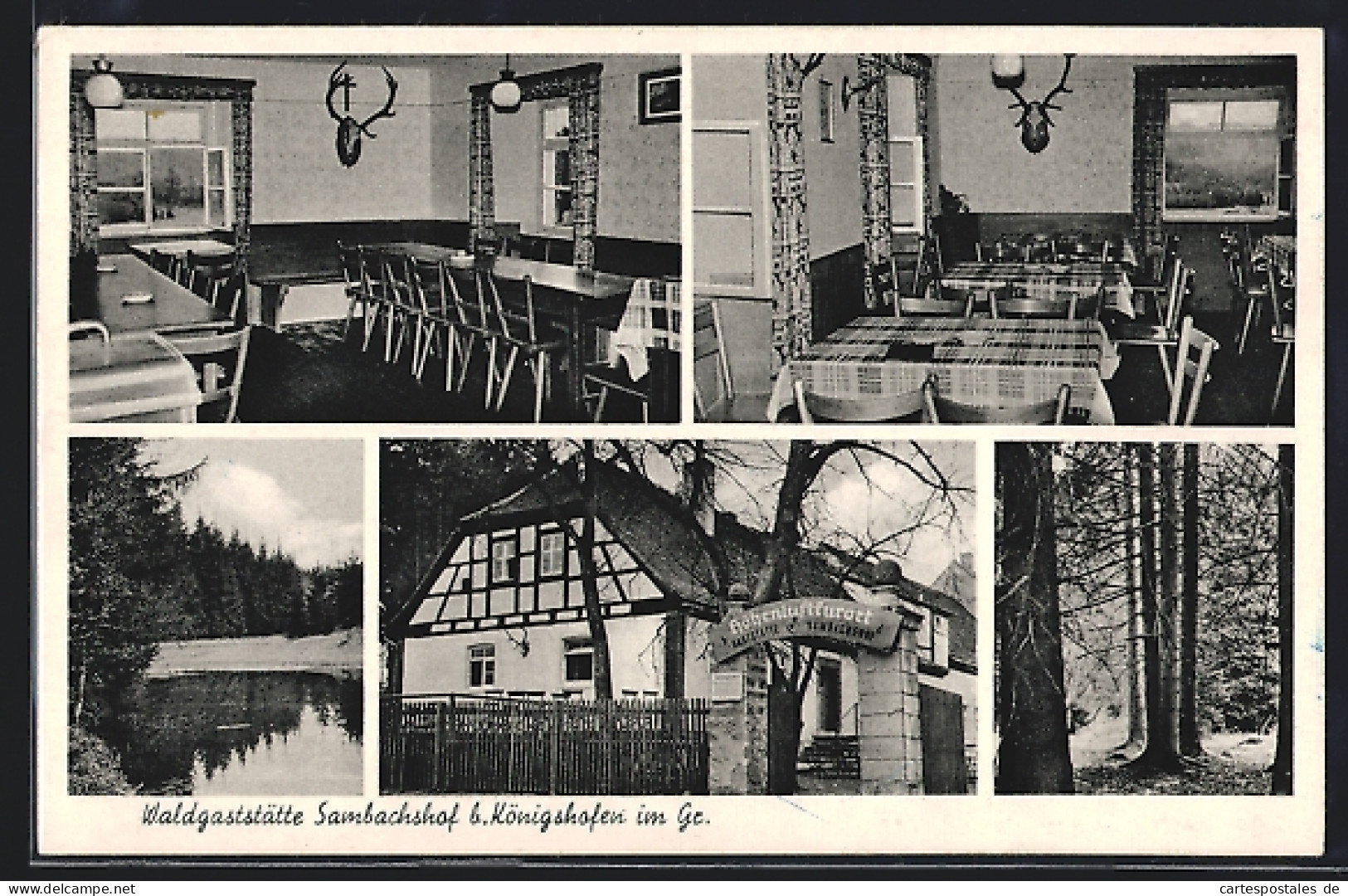 AK Königshofen, Waldgasthaus Sambachshof, Innenansicht  - Bad Koenigshofen