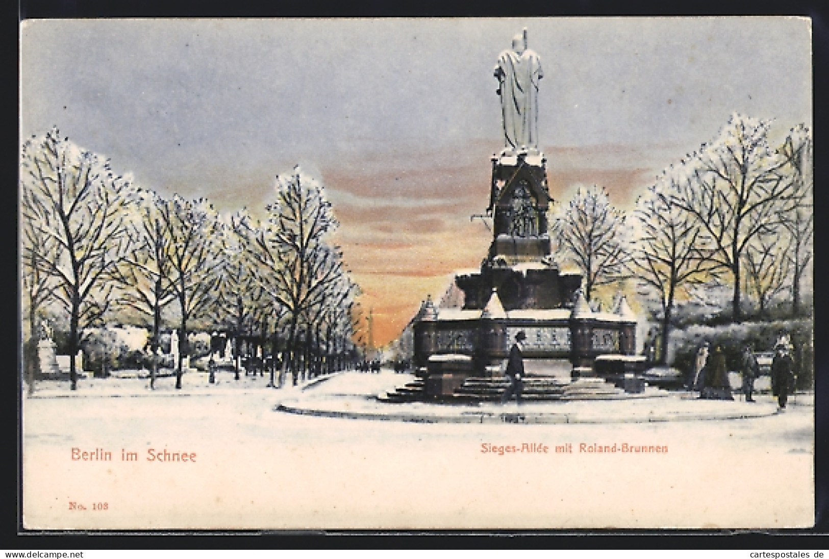 AK Berlin, Sieges-Allee Mit Roland-Brunnen Im Schnee  - Tiergarten