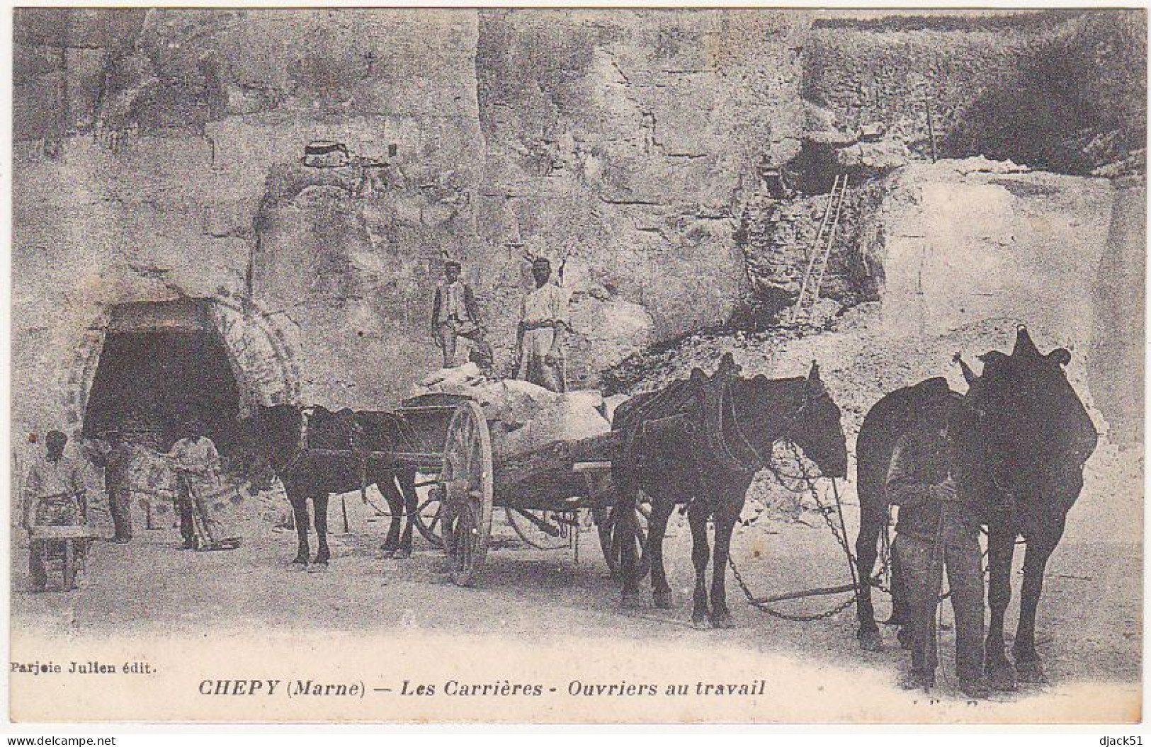 51 - CHEPY (Marne) - Les Carrières - Ouvriers Au Travail (Chevaux) - Années 1914-1918 - Autres & Non Classés