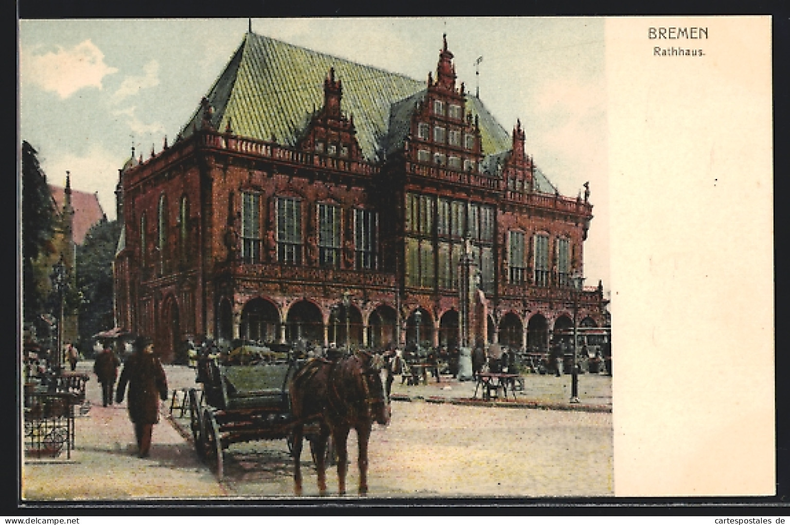 AK Bremen, Markt Am Rathaus, Fuhrwerk  - Bremen